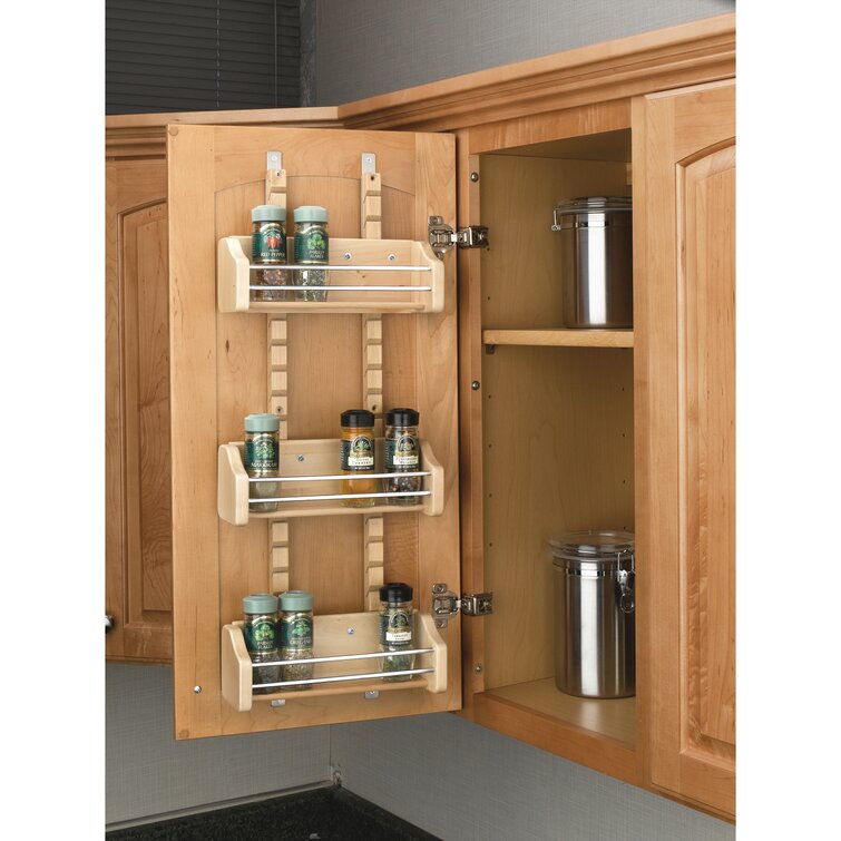 Rev A Shelf Adjustable 3 Shelf Cabinet Door Mount Wood Spice Rack